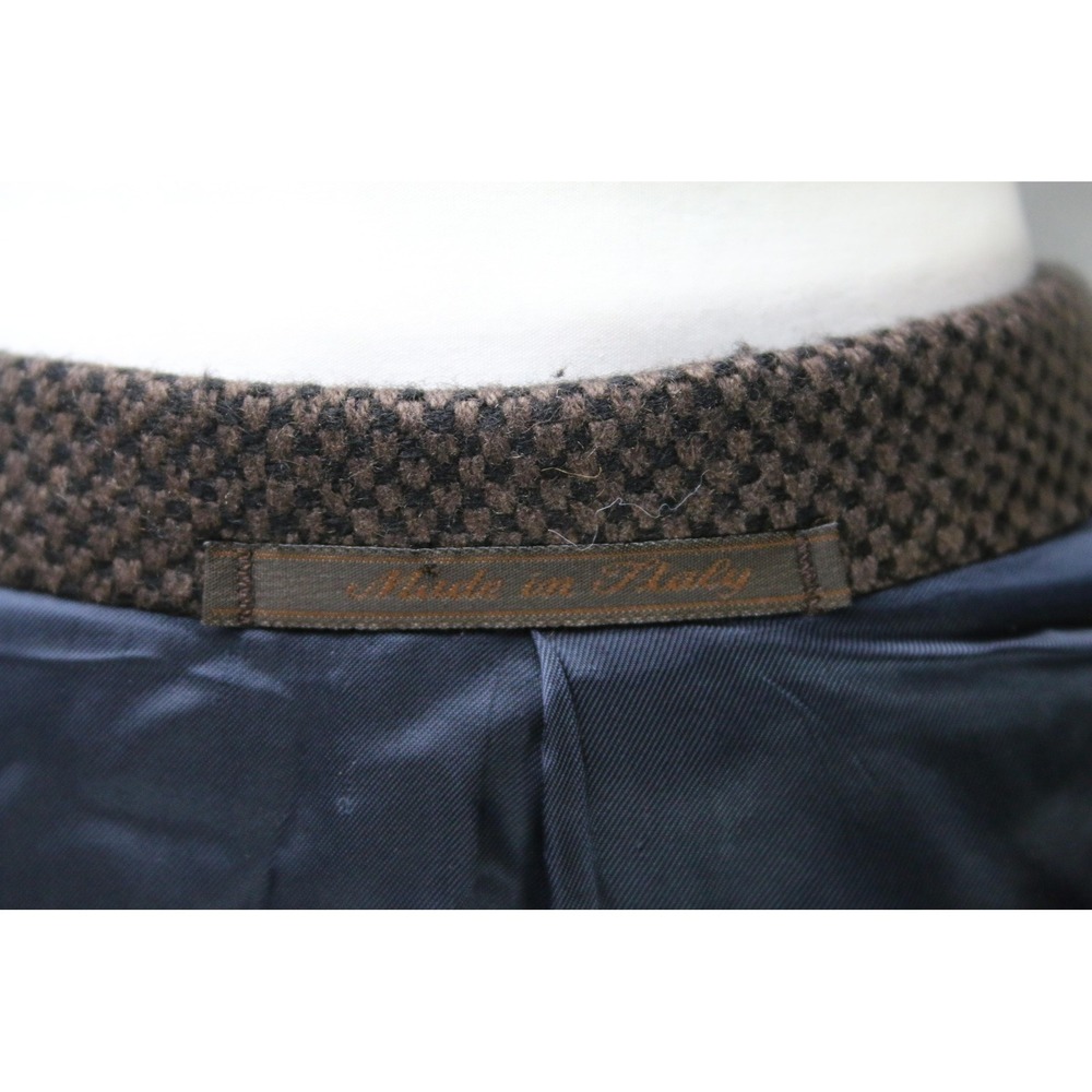 VTG Valentino Boutique Blazer Men 38R Brown Check Pure Cashmere Sport Coat Italy - Picture 12 of 16